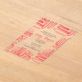 Red Curve Wavy Squiggle Abstract Birthday Party Acryl Uitnodigingen (Laagn)