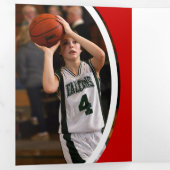 Red Curved Lijst Drie Photo Afstuderen Drieluik Uitnodiging (Binnenzijde eerst)