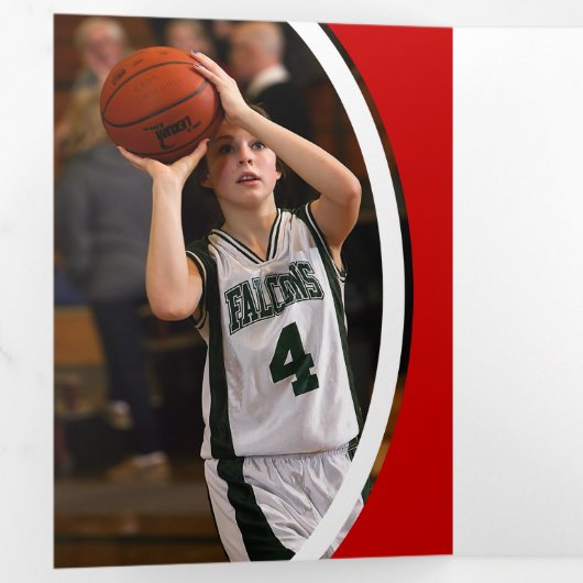 Red Curved Lijst Drie Photo Afstuderen Drieluik Uitnodiging (Binnenzijde eerst)