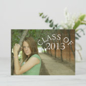 Red Curved Typography Afstuderen Invite Kaart (Staand voorkant)