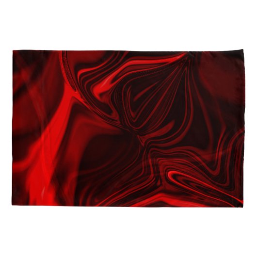 Red curves and undulations on dark background kussensloop (Achterkant)