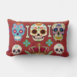Red Cushion - Gothic - skull and bones Kussen