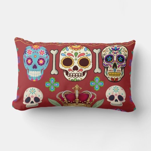 Red Cushion - Gothic - skull and bones Kussen (Voorkant)