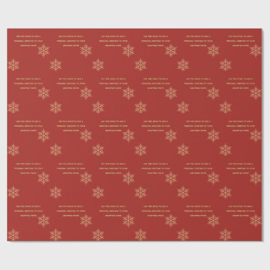 Red Custom Add Message Snowflake Wrapping Paper Cadeaupapier (Vlak)