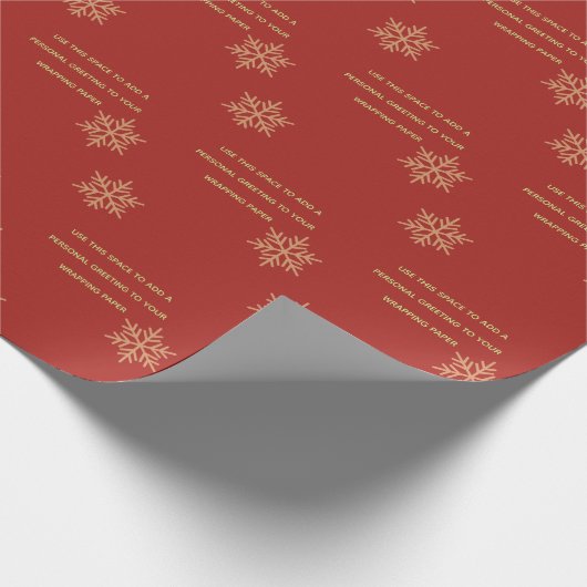 Red Custom Add Message Snowflake Wrapping Paper Cadeaupapier (Hoek)