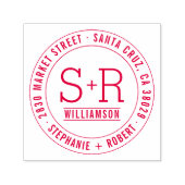 Red Custom Classic Initialen Bruiloft Retouradres Zelfinktende Stempel (Design)