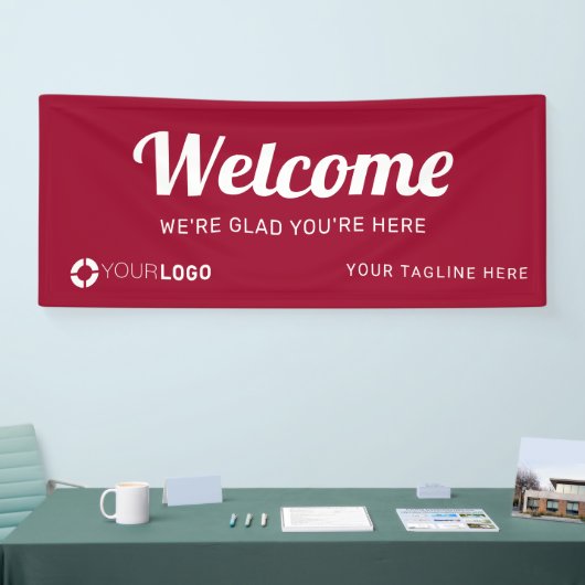 Red Custom Company Logo Welkom Spandoek (Beurs)