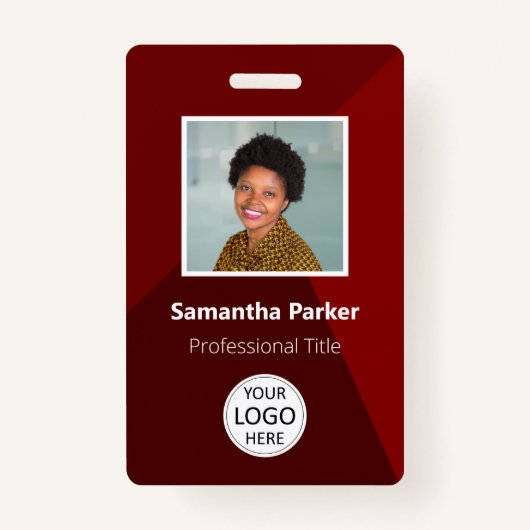 Red Custom Employee - Foto-ID, Logo, streepjescode Badge (Voorkant)