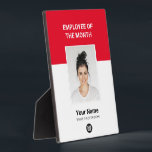 Red Custom Employee of the Month Photo Awards Fotoplaat<br><div class="desc">Red Custom Employee of the month Appreciation plaque met foto,  bedrijfsbedrijf Logo,  werknemersnaam en titel. Elke kleur,  elk lettertype,  geen minimum.</div>