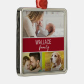 Red Custom Family-fotocollage kerst Metalen Ornament (Rechts)