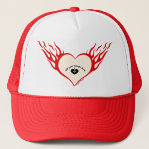 Red Custom-flaming hart Trucker Pet
