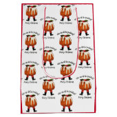 Red Custom Fun Pudding Merry Kerstmis Medium Cadeauzakje (Achterkant)