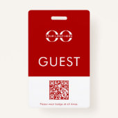 Red Custom Guest Badge met Logo- en QR-code (Achterkant)
