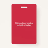 Red Custom Kinder Food Allergy Alert Persoonlijk Badge (Achterkant)