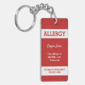 Red Custom Kinder Food Allergy Alert Red Warning Sleutelhanger (Voorkant Links)