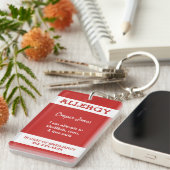 Red Custom Kinder Food Allergy Alert Red Warning Sleutelhanger (Voorkant Rechts)
