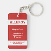 Red Custom Kinder Food Allergy Alert Red Warning Sleutelhanger (achterkant)
