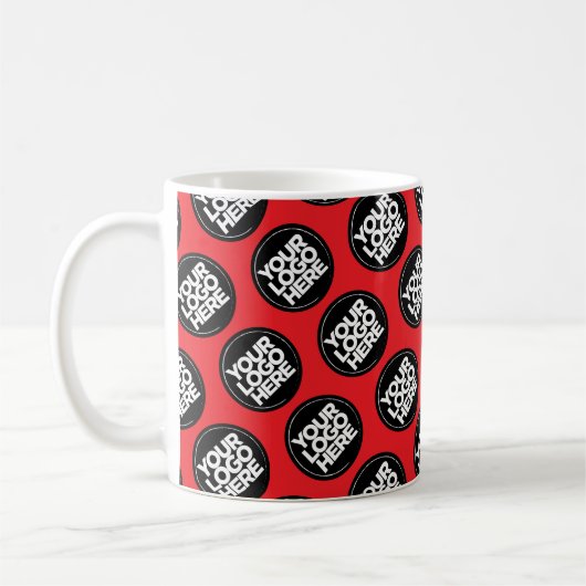 Red Custom logo business pattern employee Koffiemok (Links)