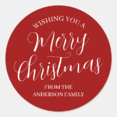 Red Custom Merry kerstStickers Ronde Sticker (Voorkant)