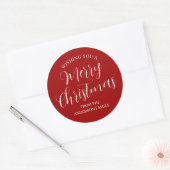 Red Custom Merry kerstStickers Ronde Sticker (Envelop)