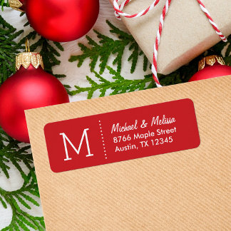 Red Custom Monogram Etiket