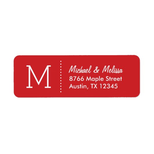Red Custom Monogram Etiket (Voorkant)