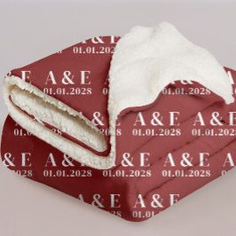 Red Custom Mr & Mrs Blanket Gift for Bride & Groom Sherpa Deken