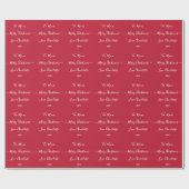 Red Custom Name Merry kerst Cadeaupapier (Vlak)