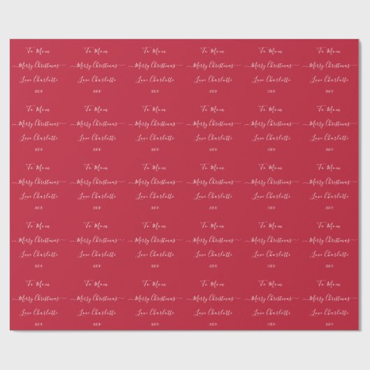 Red Custom Name Merry kerst Cadeaupapier (Vlak)