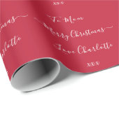 Red Custom Name Merry kerst Cadeaupapier (Rol Hoek)