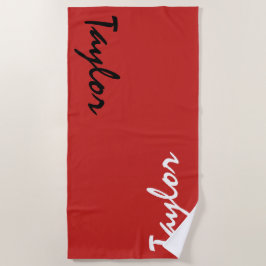 Red Custom Name Personalized Beach Towel Strandlaken