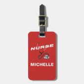 RED Custom Nurse Name Bagagelabel (Voorkant verticaal)