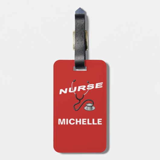 RED Custom Nurse Name Bagagelabel (Achterkant verticaal)