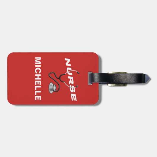RED Custom Nurse Name Bagagelabel (Achterkant horizontaal)