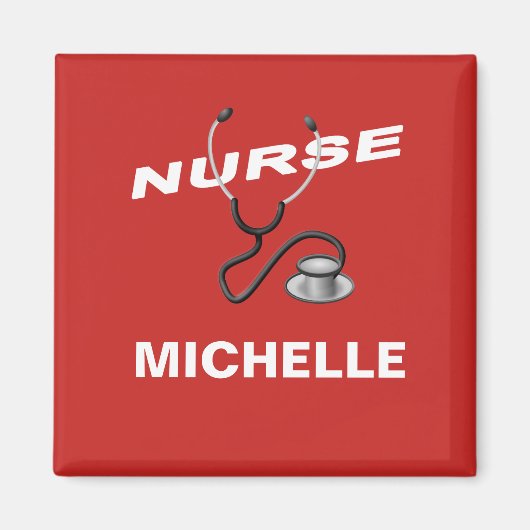 RED Custom Nurse Name Magneet (Voorkant)