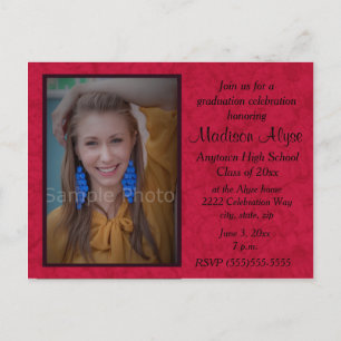 Red Custom Photo Afstuderen Celebration Invitation Uitnodiging Briefkaart