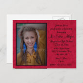 Red Custom Photo Afstuderen Celebration Invitation Uitnodiging Briefkaart (Voorkant / Achterkant)