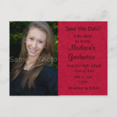 Red Custom Photo Afstuderen Save the Date Kaart (Voorkant)
