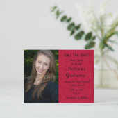Red Custom Photo Afstuderen Save the Date Kaart (Staand voorkant)