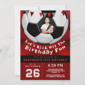 Red Custom Photo Birthday Invitation for Boys Kaart (Voorkant)