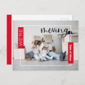 Red Custom Photo Moving Announcement Kaart (Voorkant / Achterkant)