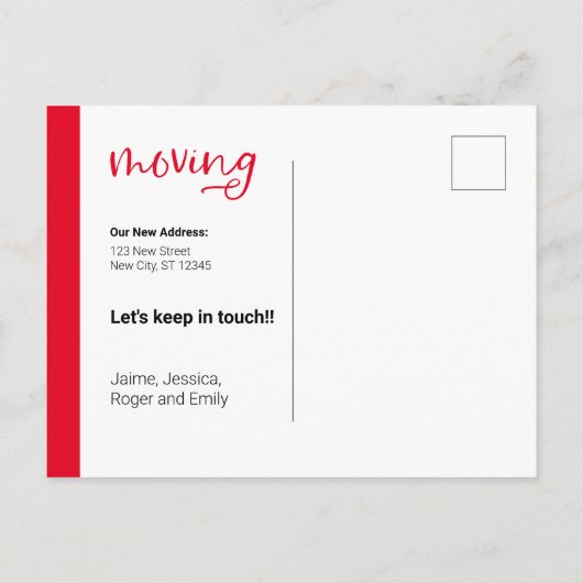 Red Custom Photo Moving Announcement Kaart (Achterkant)