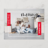 Red Custom Photo Moving Announcement Kaart (Voorkant)