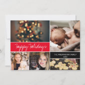 Red Custom Prettige feestdagen Family Foto's Kerst Feestdagenkaart (Voorkant)