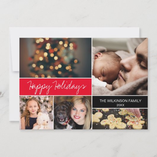 Red Custom Prettige feestdagen Family Foto's Kerst Feestdagenkaart (Voorkant)
