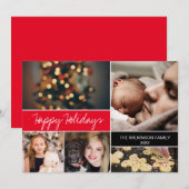 Red Custom Prettige feestdagen Family Foto's Kerst Feestdagenkaart (Voorkant / Achterkant)