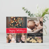 Red Custom Prettige feestdagen Family Foto's Kerst Feestdagenkaart (Staand voorkant)