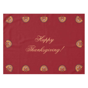 Red Custom Thanksgiving Table Cloth Turkije Tafelkleed