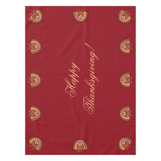 Red Custom Thanksgiving Table Cloth Turkije Tafelkleed (Voorkant)