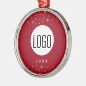Red Custom Year Je Logo Gold Confetti Metalen Ornament (Links)